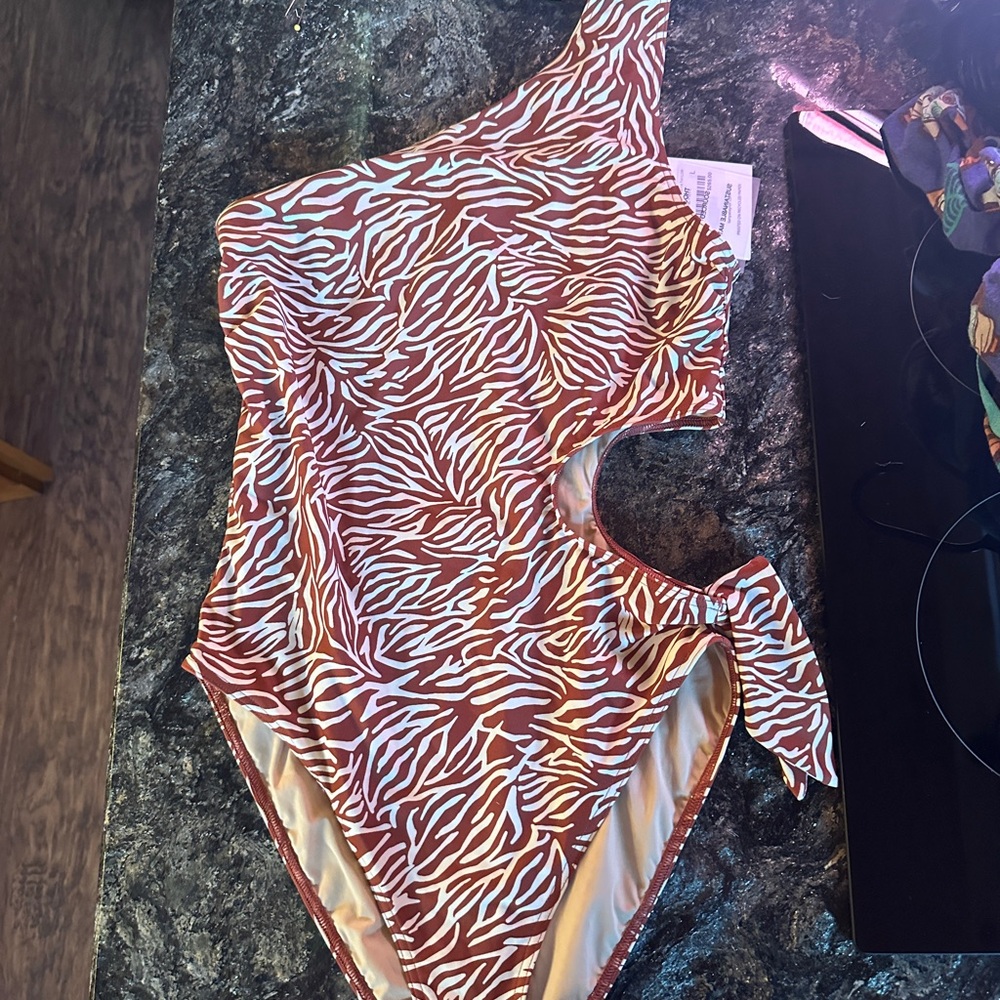 Tanya Taylor Brown and White One Piece